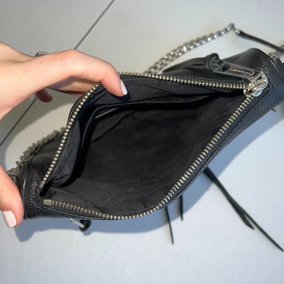 Rebecca Minkoff “5 Zip Crossbody” Bag in Black Leather & Silver Hardware - Picture 3 of 12